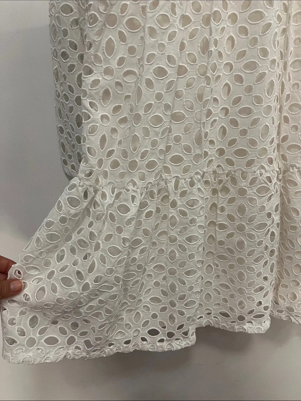 J. Crew Cream Eyelet Tiered long Sleeve Dress